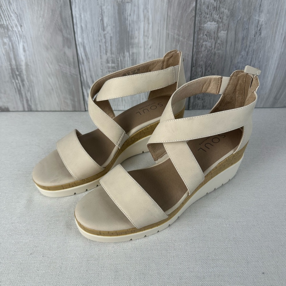 SOUL Naturalizer Cream Wedge Sandals